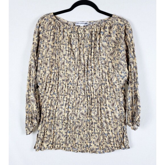 Ines de la Fressange x UNIQLO Top Womens XXL Pleated Beige Parisian Prairie - Picture 1 of 9